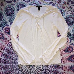 F21 long sleeve lace up top